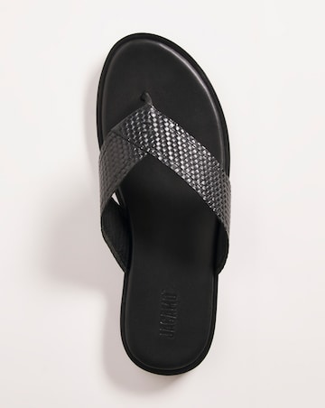 Black Embossed Leather Toe Post Wide