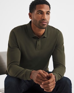 Pure Cotton Long Sleeve Pique Polo Long
