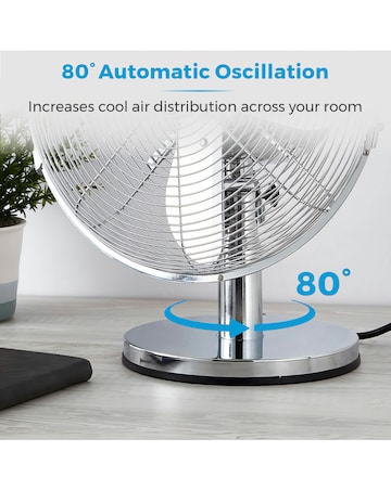 Tower 12 Silver Chrome Metal Desk Fan