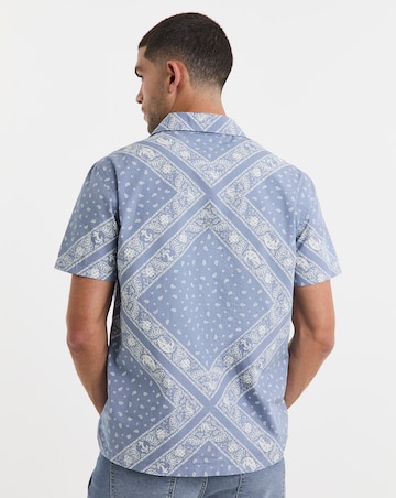 Tommy Jeans Short Sleeve Bandana Print Shirt - Blue
