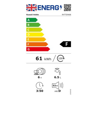 Russell Hobbs RHTTDW6B Table Top Dishwasher - Black