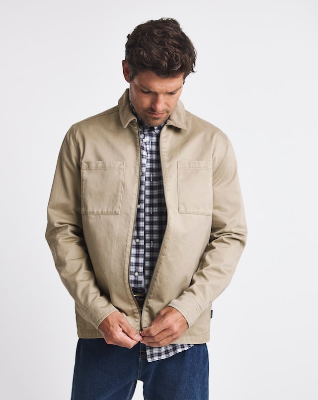 Barbour Lenker Regular Twill Overshirt - Stone