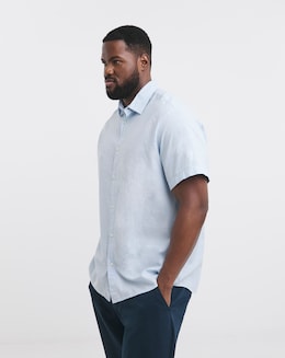 Jack &amp; Jones Breeze Short Sleeve Linen Shirt - Blue
