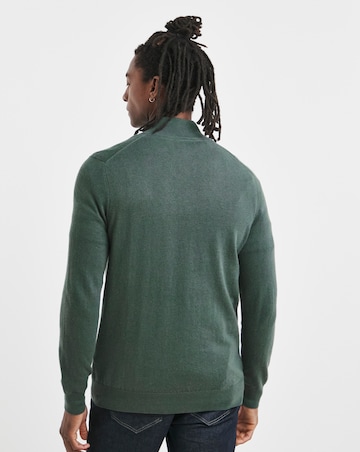 Lyle & Scott Deep Green Cotton Merino 1/4 Zip Jumper