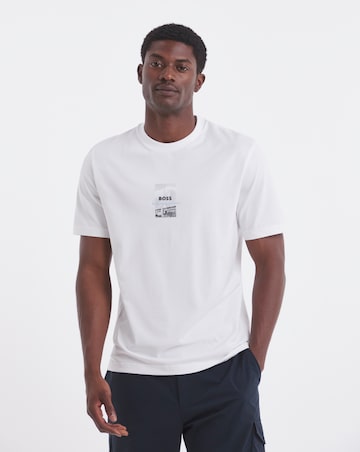 BOSS Short Sleeve Relaxed Fit Photo Print T-Shirt - White