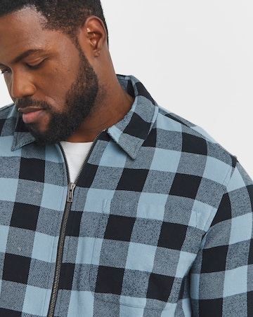 Brushed Buffalo Check Zip Overshirt