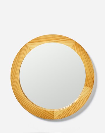 Pine Wood Round Wall Mirror