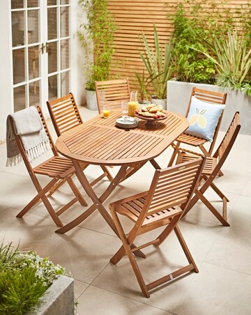 Charles Bentley Wooden Oval 6 Seater Dining Set