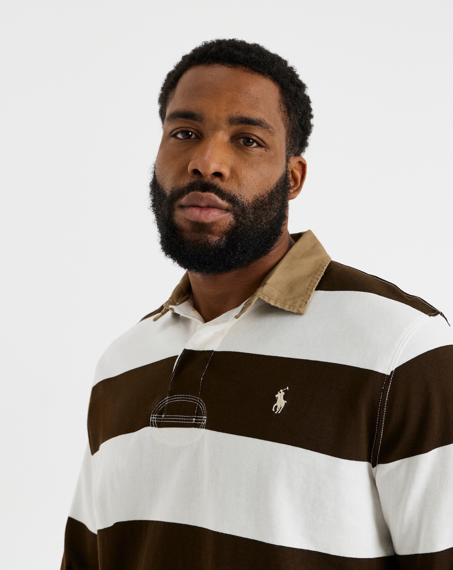 ポロシャツ M rugby shirt  beach polo Polo Ralph Lauren Long Sleeve Stripe Rugby - Brown/Cream | Jacamo