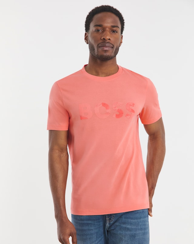 BOSS Short Sleeve Print Logo T-Shirt - Coral
