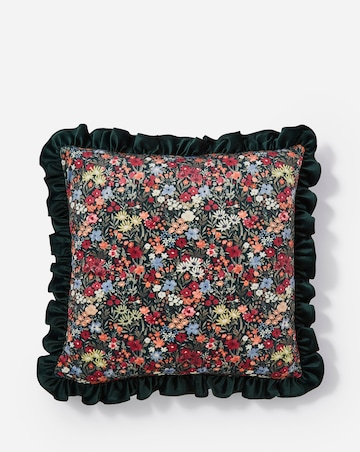 Ditsy Floral Velvet Cushion with Ruffled Edges