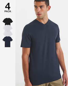 5 Pack Multi V Neck T-Shirts Long