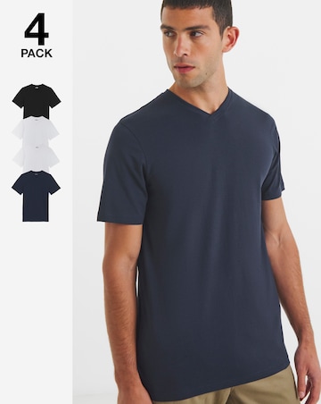 5 Pack Multi V Neck T-Shirts Long