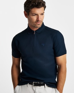 Barbour Backfield Tailored Zip Polo Shirt - Navy