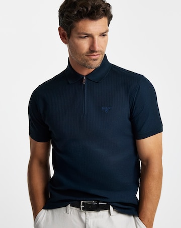 Barbour Backfield Tailored Zip Polo Shirt - Navy