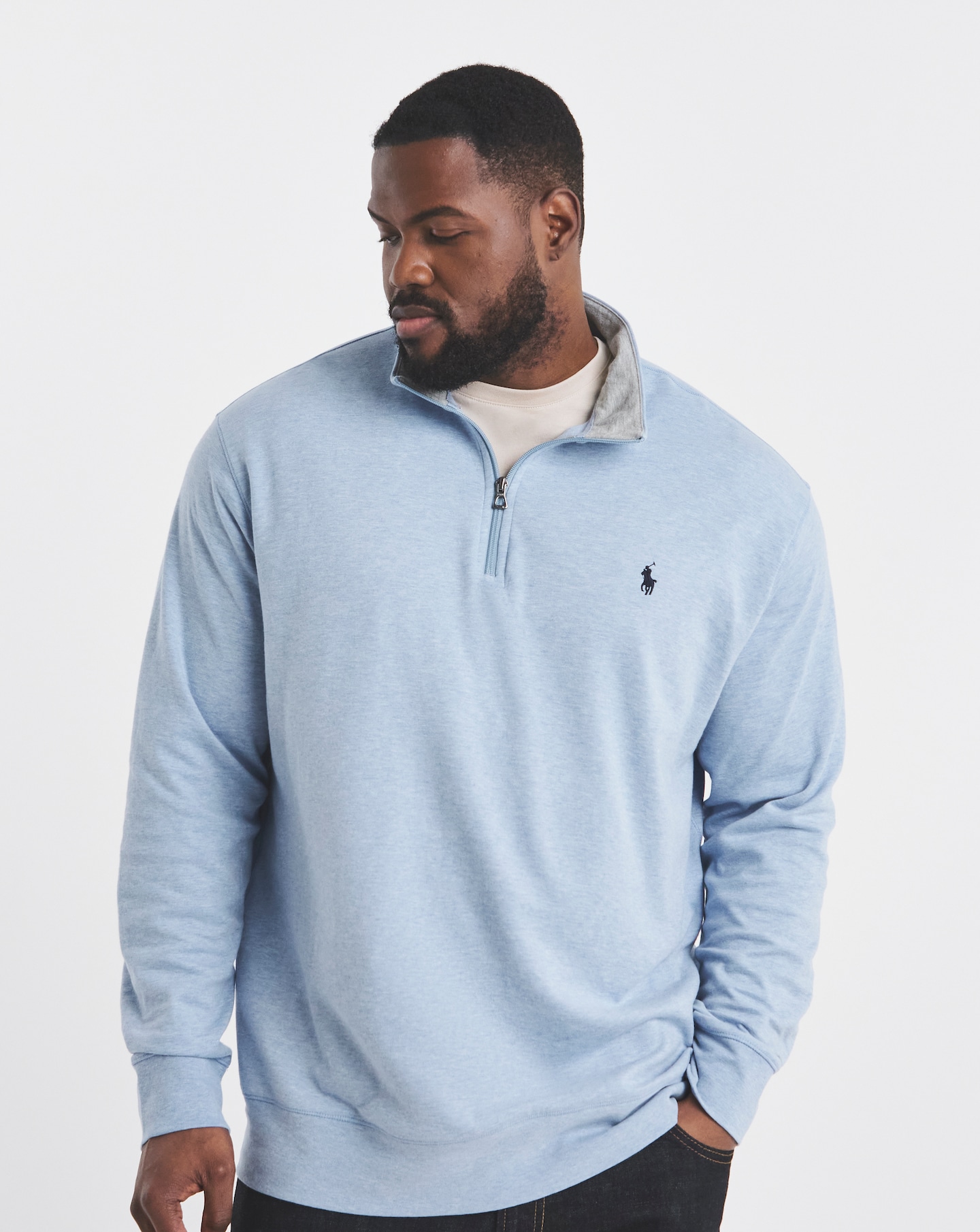Polo Ralph Lauren 1/4 Zip Sweat Top - Light Blue | Jacamo