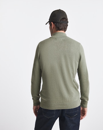 Barbour Cotton 1/2 Zip Knitted Jumper- Olive