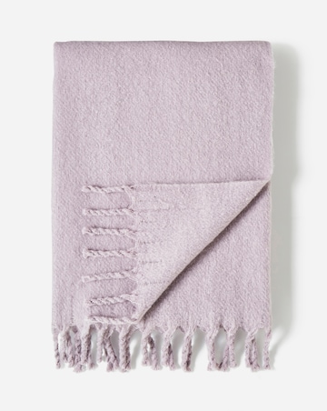 Faux Mohair Fringed Throw - Lilac