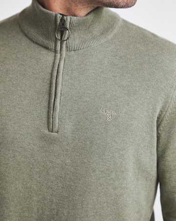 Barbour Cotton 1/2 Zip Knitted Jumper- Olive