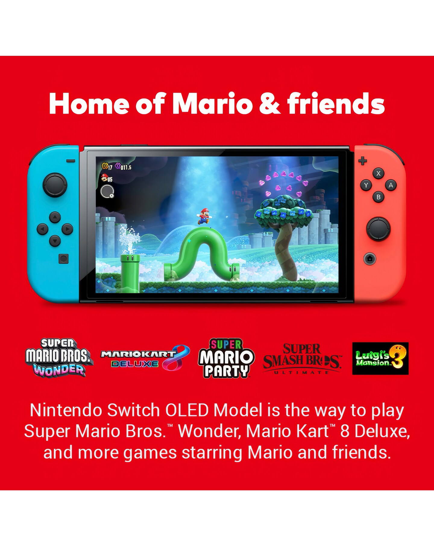 Nintendo Switch OLED Console - Neon Red/ Neon Blue | Jacamo