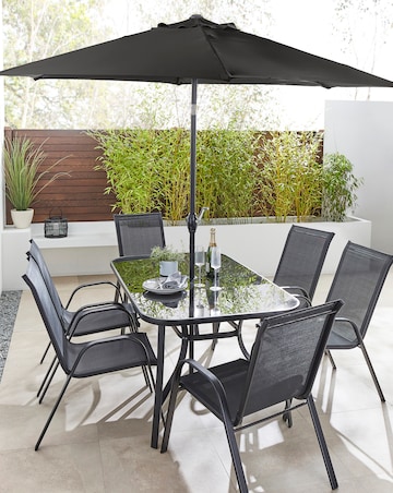 Malaga 6 Seater Dining Set with Parasol