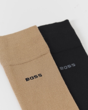 BOSS 2 Pack Bamboo Sock - Black/Beige
