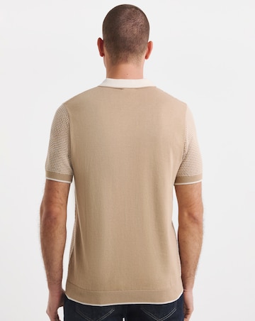 Geo Patterned Short Sleeve Knitted Polo