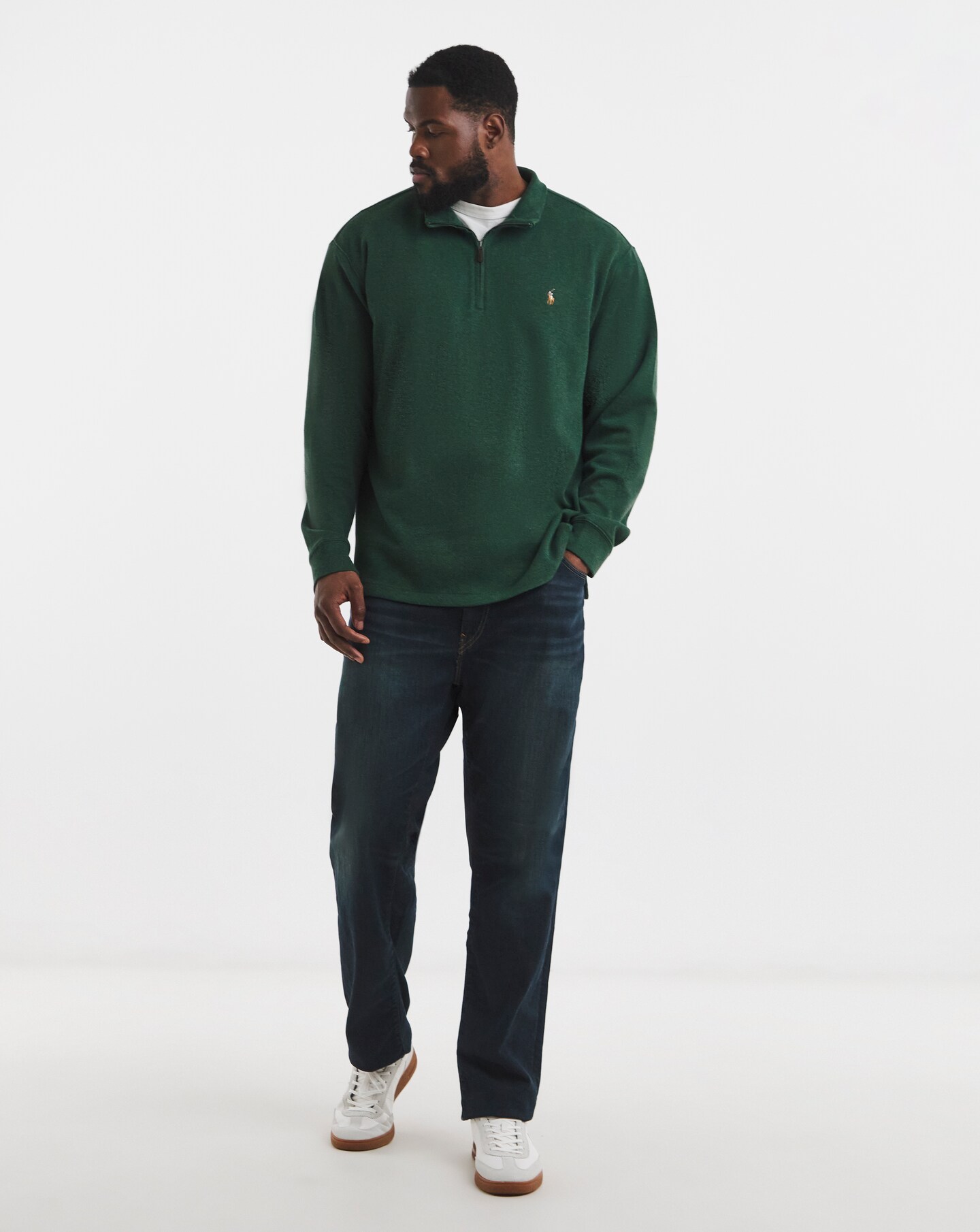 Polo Ralph Lauren Estate Rib 1/4 Zip Pullover - Green | Jacamo