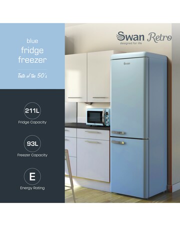 Swan SR11020BLNE Retro 60/40 Fridge Freezer - Blue