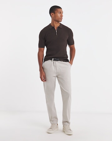 Textured Knitted Zip Neck Polo