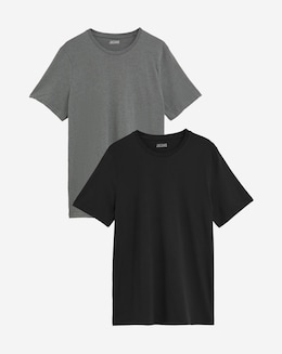 2 Pack T-Shirts Long Length- Black/Charcoal