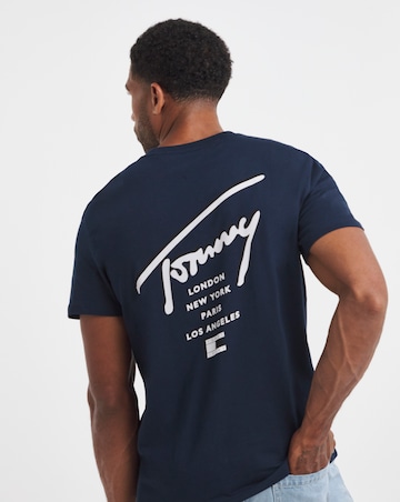 Tommy Jeans Short Sleeve Signature Back Print T-Shirt - Navy