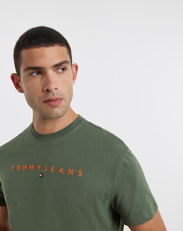 Tommy Jeans Short Sleeve Linear Contrast Logo T-Shirt - Green