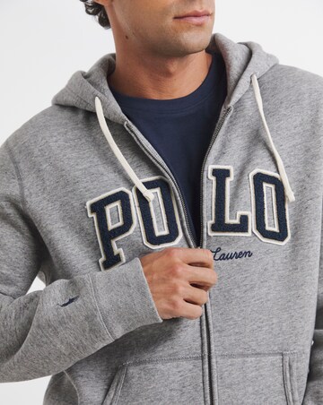 Polo Ralph Lauren Zip Through Logo Sweat - Dark Grey Marl