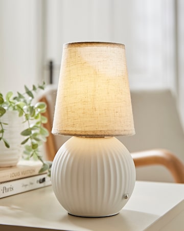 Ribbed Glass Wireless Rechargeable Table Lamp