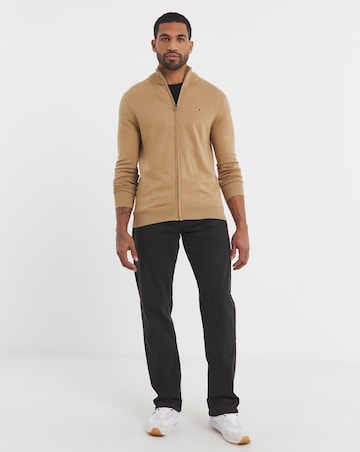 Tommy Hilfiger Essential Cotton Zip Through Knit - Brown
