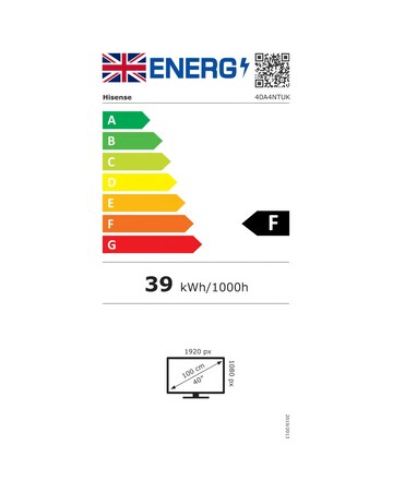 Hisense 40in 40A4NTUK Smart Full HD LED Freeview TV