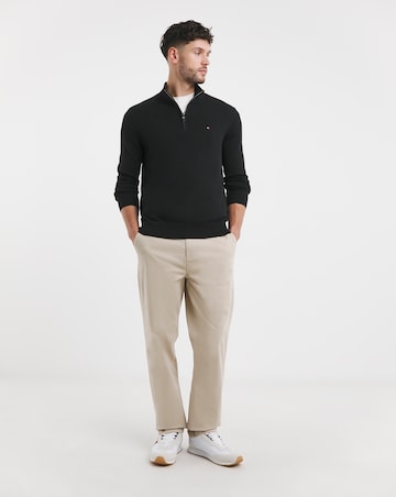 Tommy Hilfiger Cotton Cashmere Quarter Zip Jumper Black