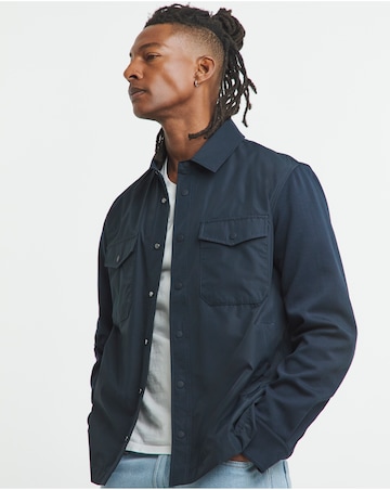 Tommy Hilfgier Mix Media Overshirt - Navy