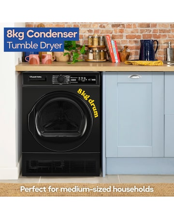 Russell Hobbs RH8CTD111B, 8kg, Condenser Tumble Dryer - Black