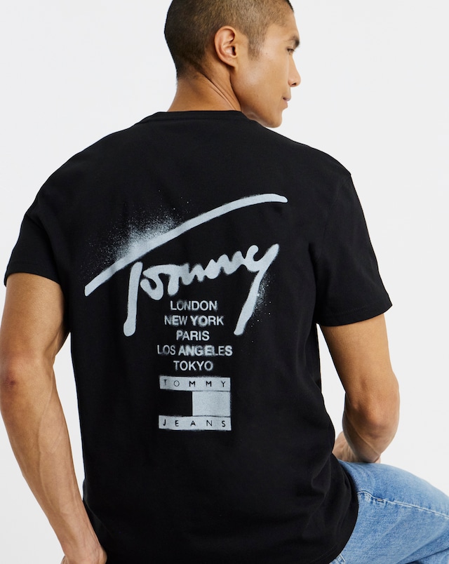 Tommy Jeans Short Sleeve Back Graphic City Signature T-Shirt - Black