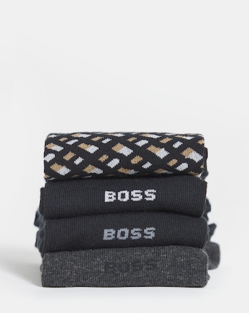 BOSS 4 Pack Monogram Sock - Black