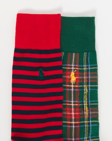 Polo Ralph Lauren 2 Pack Plaid Stripe Crew Sock - Navy/Red
