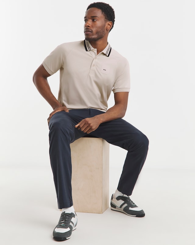 BOSS Short Sleeve Paddy Rib Polo - Beige