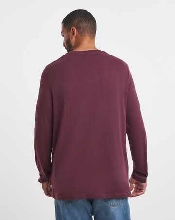 Long Sleeve Crew Neck T-Shirt Long Length- Burgundy
