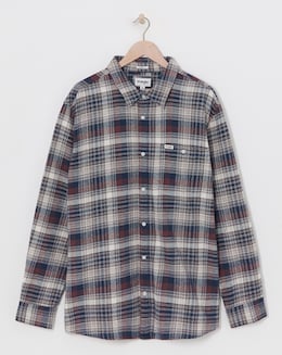 Wrangler Brushed Check Pocket Shirt - Navy