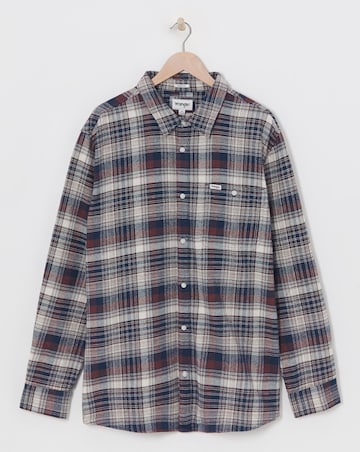 Wrangler Brushed Check Pocket Shirt - Navy