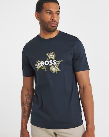 BOSS Short Sleeve Floral Graphic T-Shirt - Navy