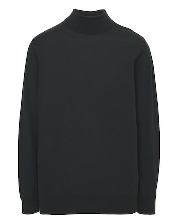 Dark Green Merino Wool Roll Neck