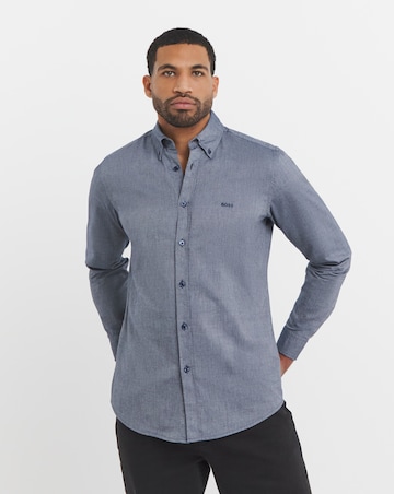 BOSS Long Sleeve Button Down Oxford Shirt - Navy